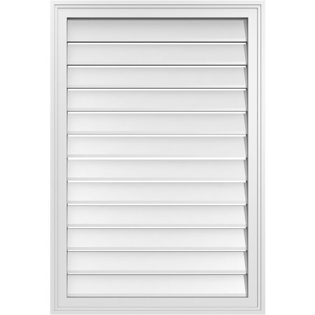 Ekena Millwork Vertical Surface Mount PVC Gable Vent: Functional, w/ 2"W x 1-1/2"P Brickmould Frame, 26"W x 38"H GVPVE26X3802SF